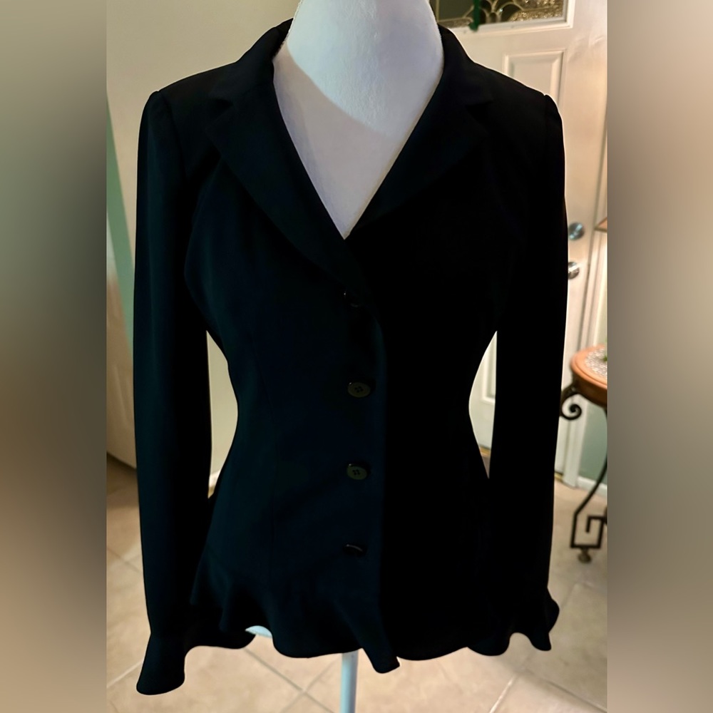 Neiman Marcus Exclusive Black Blazer Button Front Size 10 Like New
